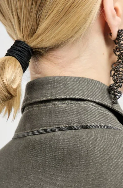 Brunello Cucinelli Denim-effect Twill Outerwear Jacket In Green