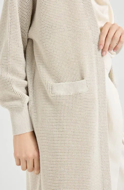 Brunello Cucinelli Sparkling Net Long Cardigan In Neutral