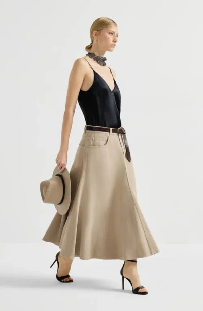 Brunello Cucinelli Five-pocket Flared Skirt In Neutral