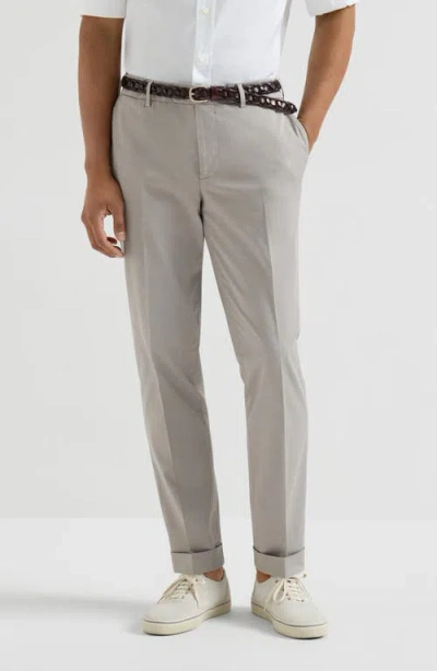 Brunello Cucinelli Comfort Gabardine Trousers In Gray