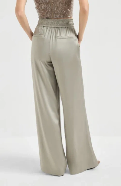 Brunello Cucinelli Elastic-waistband Palazzo Pants In Green