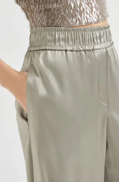 Brunello Cucinelli Elastic-waistband Palazzo Pants In Green