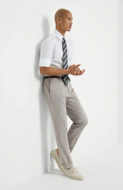 Brunello Cucinelli Comfort Gabardine Trousers In Gray