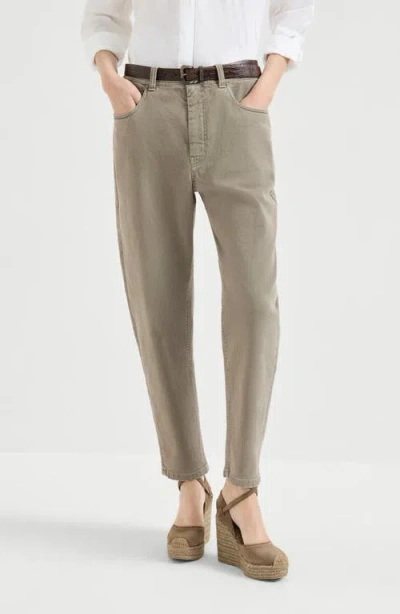 Brunello Cucinelli Baggy Tapered Trousers In Green