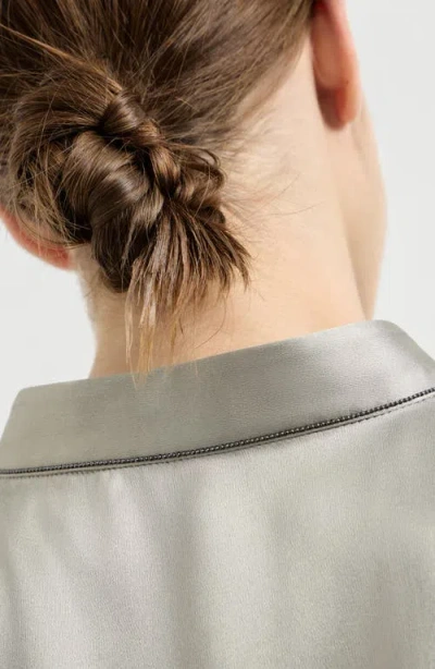 Brunello Cucinelli Monili Mandarin-collar Shirt In Green