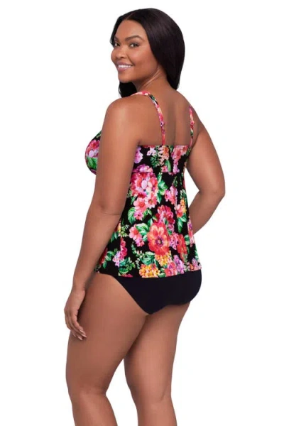 Trimshaper Maddie Square Neck Tankini Swimsuit Top In Black