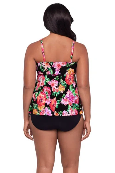 Trimshaper Maddie Square Neck Tankini Swimsuit Top In Black