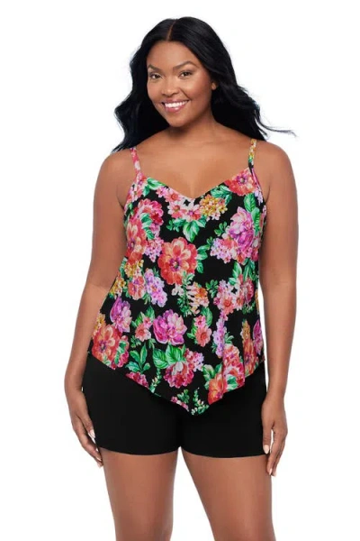 Trimshaper Hank Control Swim Romper With Pockets In Multi