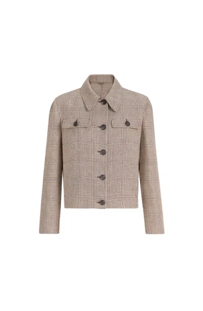 Brunello Cucinelli Prince Of Wales Blazer In Brown