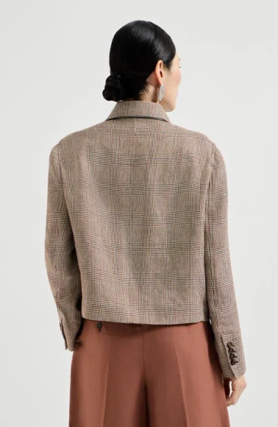 Brunello Cucinelli Prince Of Wales Blazer In Brown