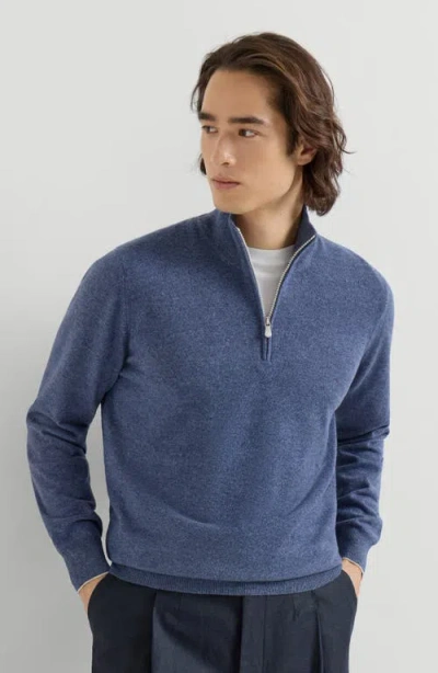 Brunello Cucinelli Cashmere Sweater With Half Zip In Animal Print