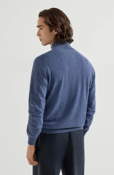 Brunello Cucinelli Cashmere Sweater With Half Zip In Animal Print