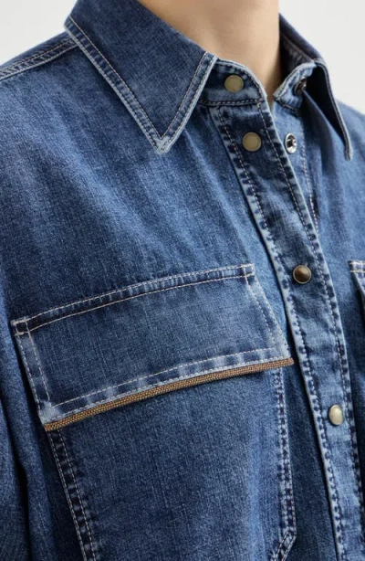Brunello Cucinelli Lightweight Denim Shirt In Blue