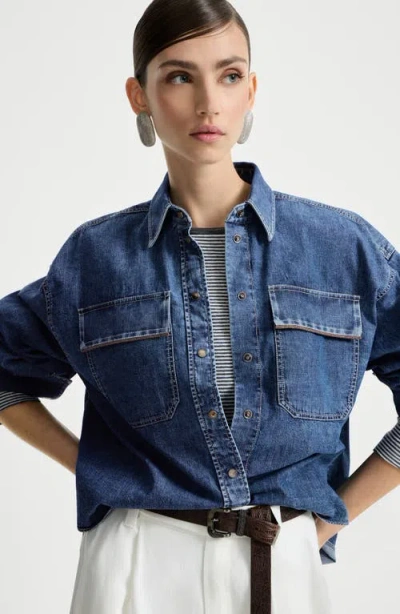 Brunello Cucinelli Lightweight Denim Shirt In Blue