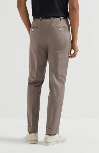 Brunello Cucinelli Comfort Gabardine Trousers In Brown