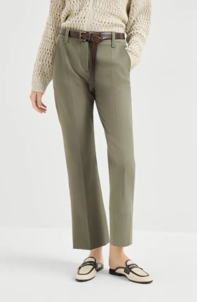 Brunello Cucinelli Kickflare Cigarette Trousers In Green