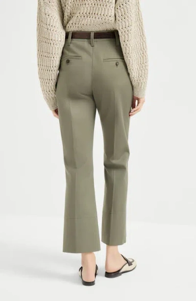 Brunello Cucinelli Kickflare Cigarette Trousers In Green