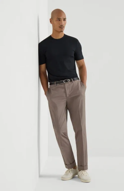 Brunello Cucinelli Comfort Gabardine Trousers In Brown