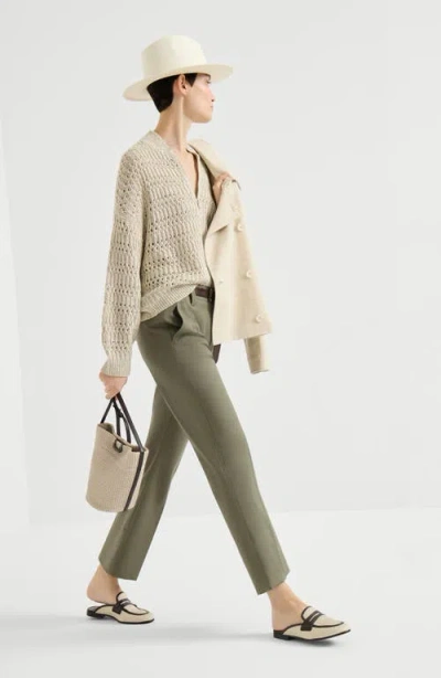 Brunello Cucinelli Kickflare Cigarette Trousers In Green