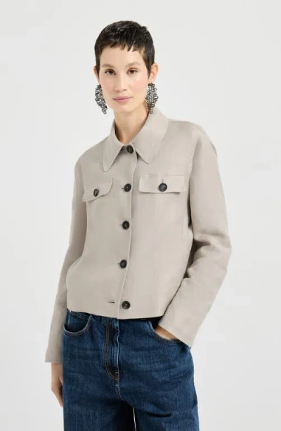 Brunello Cucinelli Linen Jacket Long Sleeves Point Collar In Multi