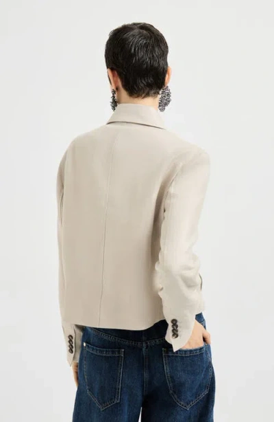 Brunello Cucinelli Linen Jacket Long Sleeves Point Collar In Multi