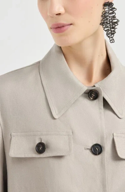 Brunello Cucinelli Linen Jacket Long Sleeves Point Collar In Multi
