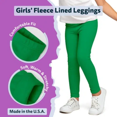 City Threads Girls Soft Fleece Stretch Leggings In Green