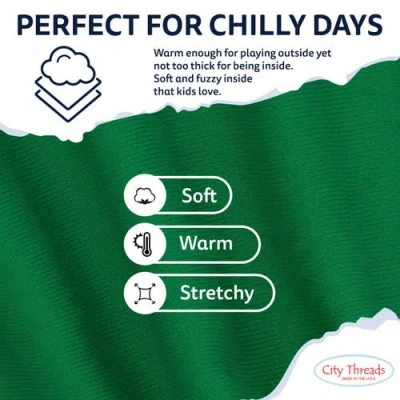 City Threads Girls Soft Fleece Stretch Leggings In Green