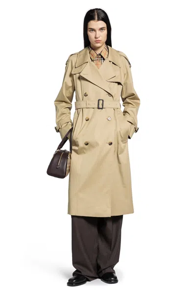 Burberry Long Castleford Trench Coat In Gold