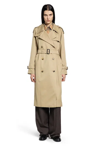 Burberry Long Castleford Trench Coat In Gold