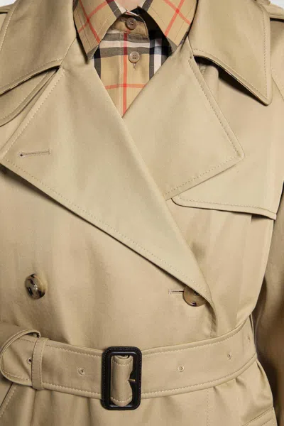 Burberry Long Castleford Trench Coat In Gold