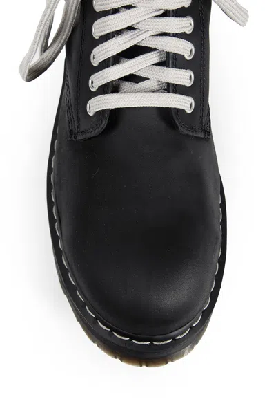 Rick Owens X Dr. Martens Quad Sole Steel Toe Leather Ankle Boots In Black