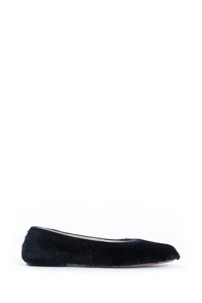 The Row Square Ballet Flats In Pony In Black
