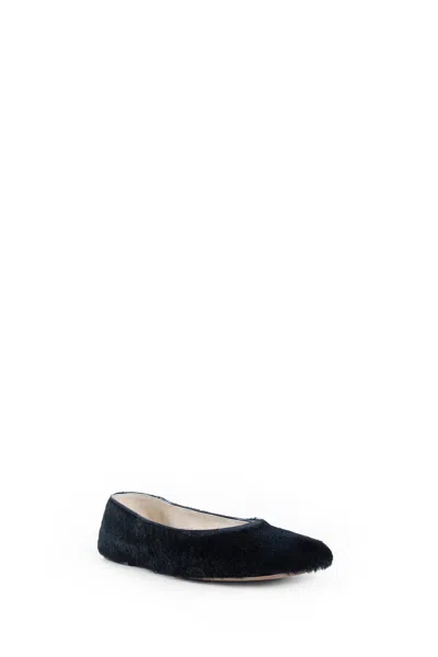 The Row Square Ballet Flats In Pony In Black