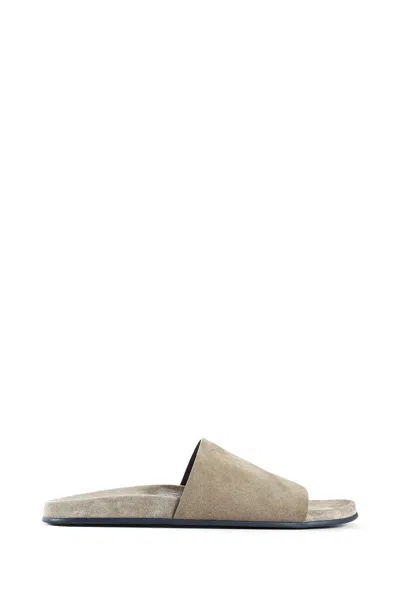 The Row High Slides In Suede In Green