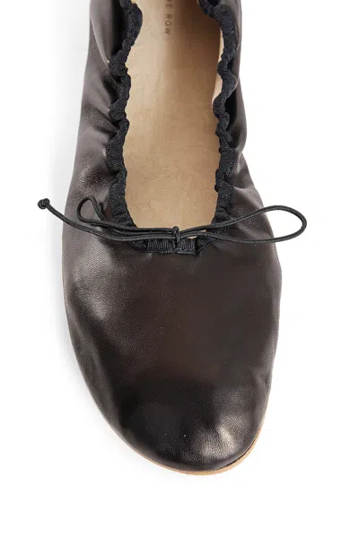 The Row 10mm Hereditas Leather Ballerina Flats In Black