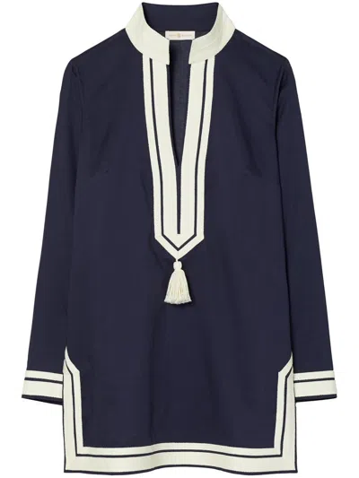 Tory Burch Cotton Tunic In Blue