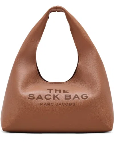 Marc Jacobs The Sack Embossed-logo Leather Shoulder Bag In Brown