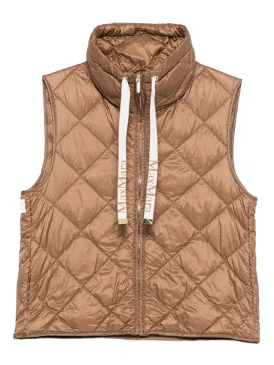 Max Mara The Cube Quilted Down Vest In Brown