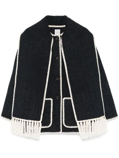 Totême Toteme Embroidered Scarf Wool Jacket In Black