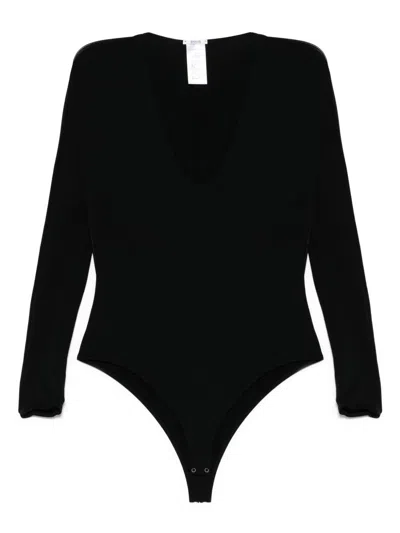 Wolford V-necked Bodysuit Long Sleeves In Black