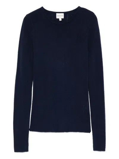 Herskind Merino Wool Crewneck Sweater Long Sleeves In Blue