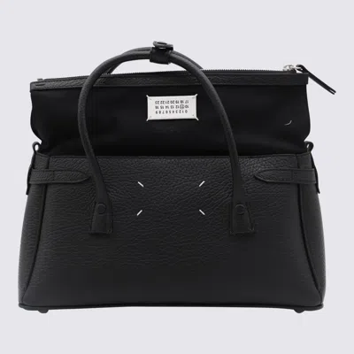 Maison Margiela Black Leather Top Handle Bag In Black