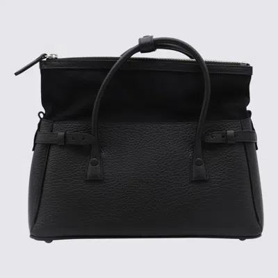 Maison Margiela Black Leather Top Handle Bag In Black