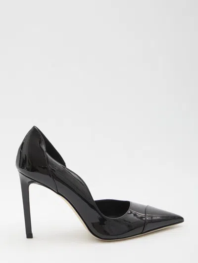 Jimmy Choo Brigitte Black Pumps With Thin Heel In Shiny Leather Woman