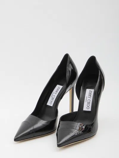 Jimmy Choo Brigitte Black Pumps With Thin Heel In Shiny Leather Woman
