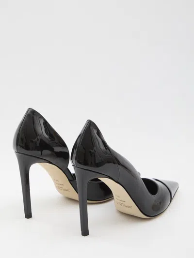 Jimmy Choo Brigitte Black Pumps With Thin Heel In Shiny Leather Woman