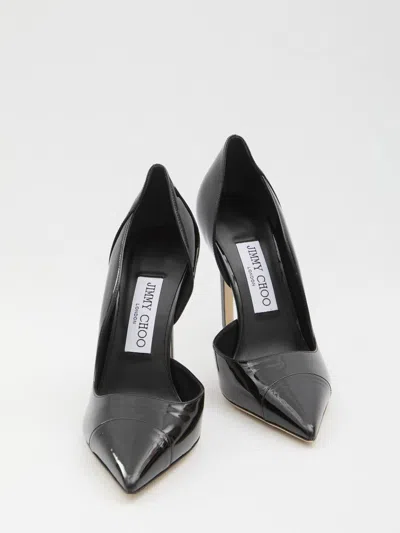 Jimmy Choo Brigitte Black Pumps With Thin Heel In Shiny Leather Woman