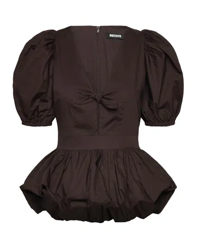 Rotate Birger Christensen Flower Intarsia Top In Brown