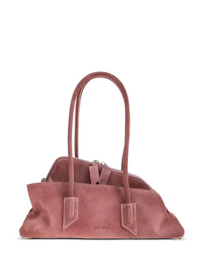 Attico La Passeggiata Small Pink Shoulder Bag With Two Top Handles In Suede Woman In Pink